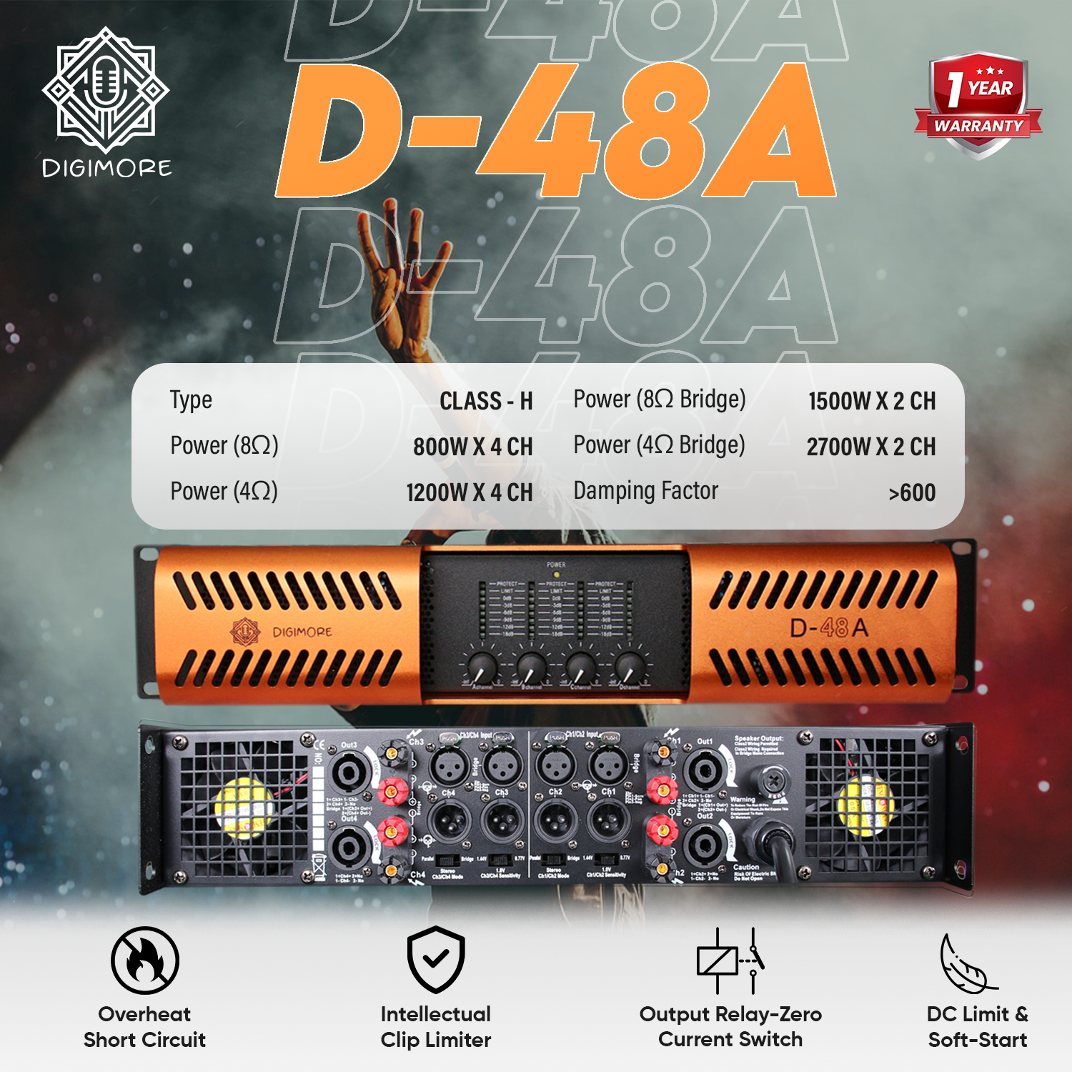 DIGIMORE D48A 4 Channel Dj Amplifier
